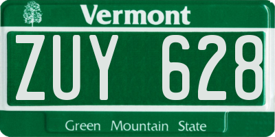 VT license plate ZUY628