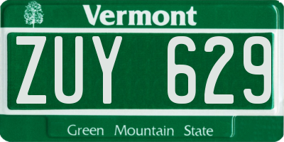 VT license plate ZUY629