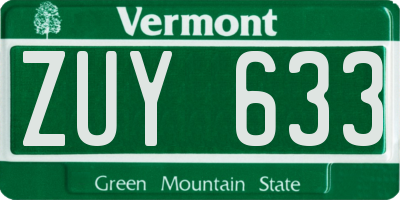 VT license plate ZUY633