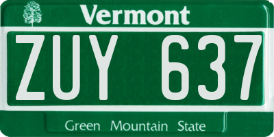 VT license plate ZUY637