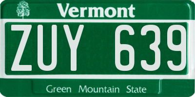 VT license plate ZUY639