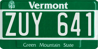 VT license plate ZUY641