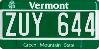 VT license plate ZUY644