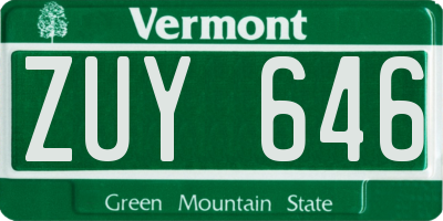 VT license plate ZUY646