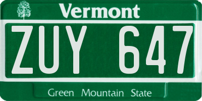 VT license plate ZUY647
