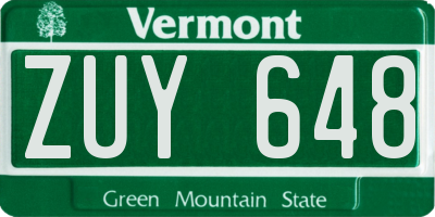 VT license plate ZUY648