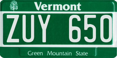 VT license plate ZUY650