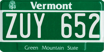 VT license plate ZUY652
