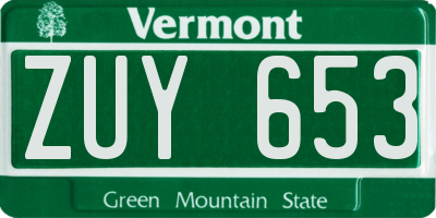 VT license plate ZUY653