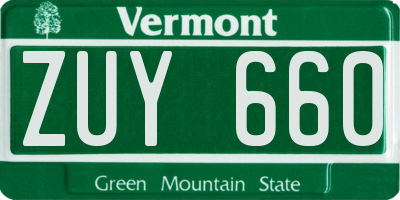 VT license plate ZUY660