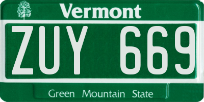 VT license plate ZUY669