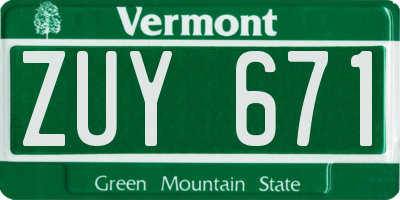 VT license plate ZUY671