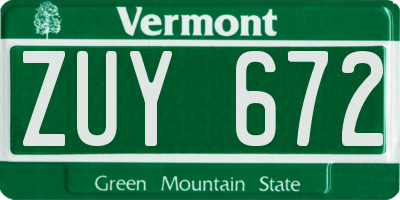 VT license plate ZUY672