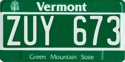 VT license plate ZUY673