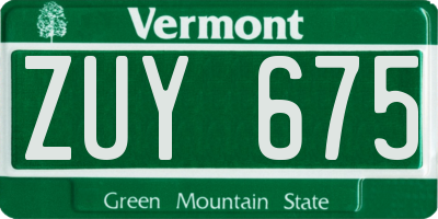 VT license plate ZUY675