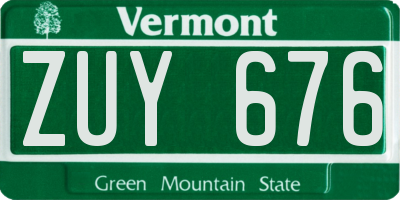 VT license plate ZUY676