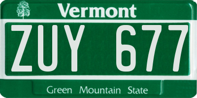VT license plate ZUY677