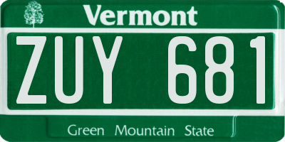 VT license plate ZUY681