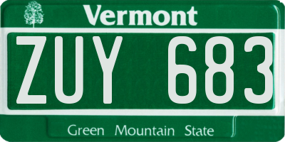 VT license plate ZUY683
