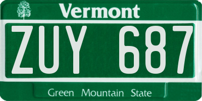 VT license plate ZUY687