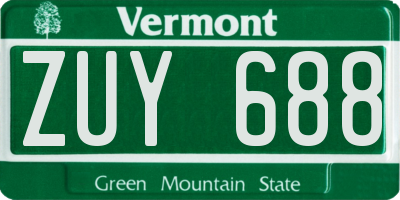VT license plate ZUY688