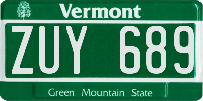 VT license plate ZUY689