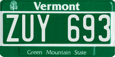 VT license plate ZUY693