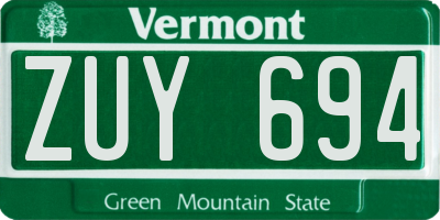 VT license plate ZUY694