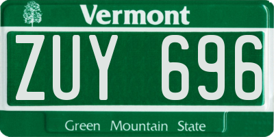 VT license plate ZUY696