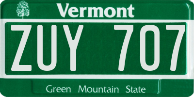 VT license plate ZUY707
