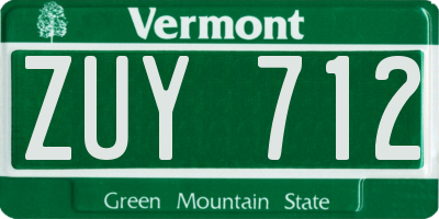 VT license plate ZUY712