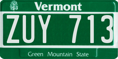 VT license plate ZUY713