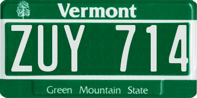 VT license plate ZUY714