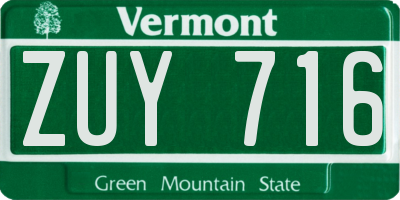 VT license plate ZUY716