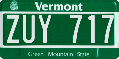 VT license plate ZUY717