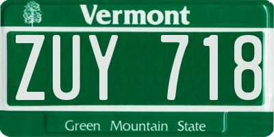 VT license plate ZUY718