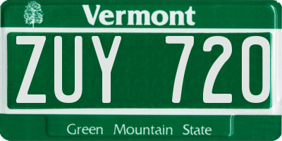VT license plate ZUY720