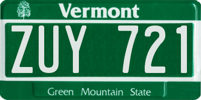 VT license plate ZUY721
