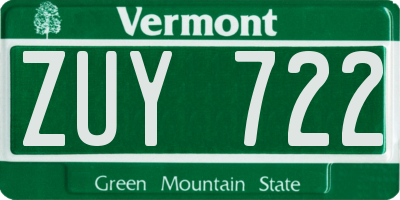 VT license plate ZUY722