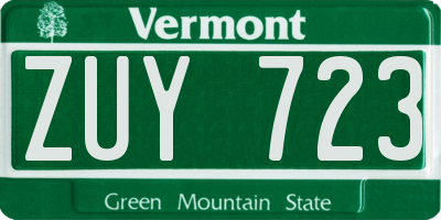 VT license plate ZUY723