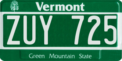 VT license plate ZUY725