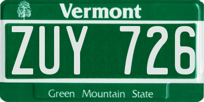 VT license plate ZUY726