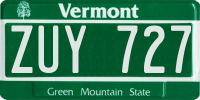 VT license plate ZUY727