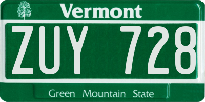 VT license plate ZUY728