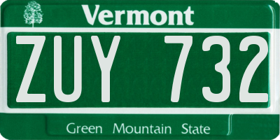 VT license plate ZUY732