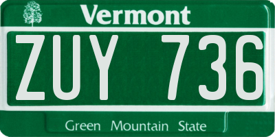 VT license plate ZUY736