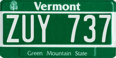 VT license plate ZUY737
