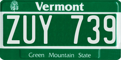 VT license plate ZUY739