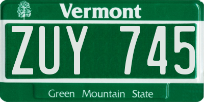 VT license plate ZUY745