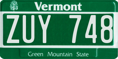 VT license plate ZUY748